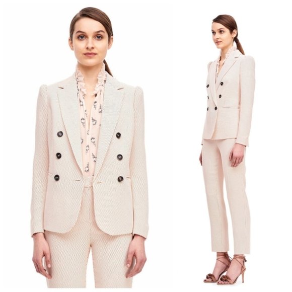 Rebecca Taylor Pindot Blush Pink Polka Dot Blazer - Picture 1 of 16